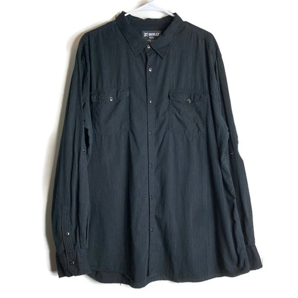 Skully Other - Skully Button Front Long Sleeve Pin Stripe Shirt